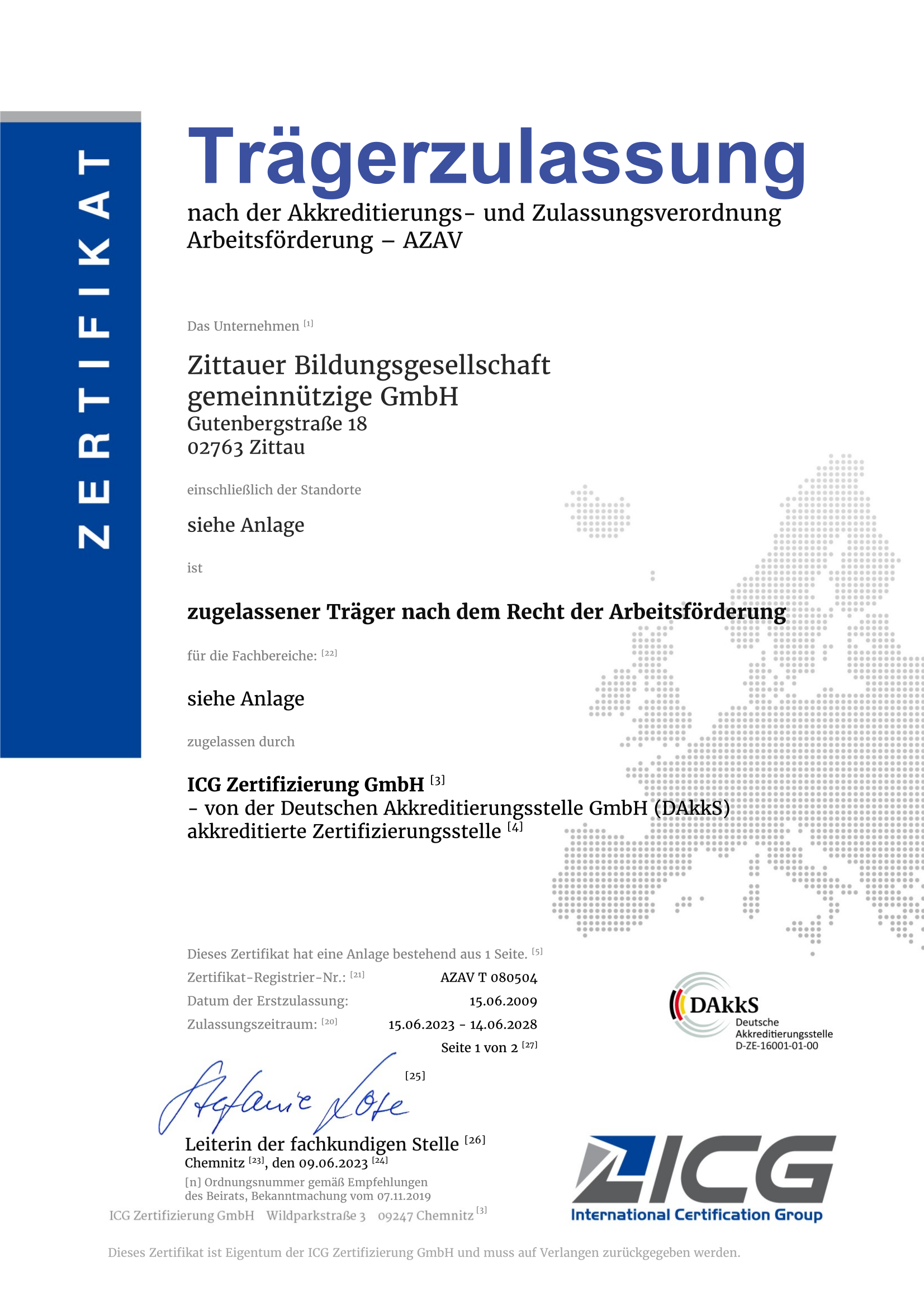 Zertifikat AZAV3
